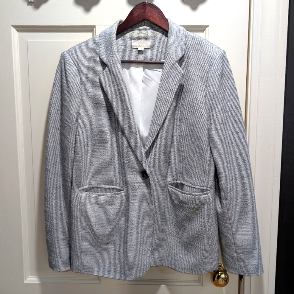 Ann Taylor Loft Gray Textured Blazer (Size 8)